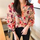 Frilled-sleeve Floral Print Blouse