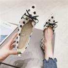 Bow-accent Fringed Polka Dot Pointed Flats