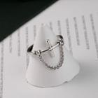 Cross Chained Sterling Silver Ring 1 Pc - Silver - One Size