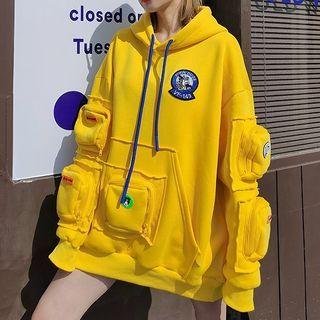 Badged Cargo Hoodie Yellow - One Size