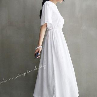 Gathered-waist Long T-shirt Dress