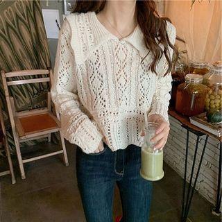 Crochet Knit Collared Sweater