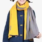 Color Panel Knit Scarf Dark Gray - One Size