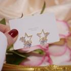 Rhinestone Star Alloy Earrings 1 Pair - Gold - One Size