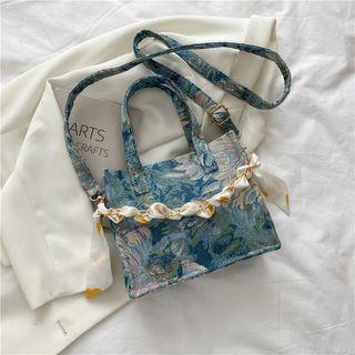 Chain Floral Canvas Crossbody Bag