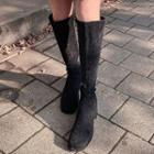 Square-toe Block-heel Long Boots