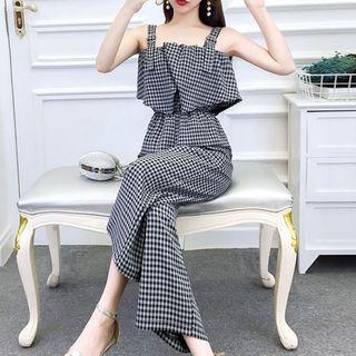 Plaid Sleeveless Jumpsuit