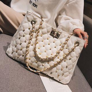 Studded Quilted Chain Shoulder Bag