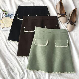 Crochet Trim Pocket-front A-line Skirt