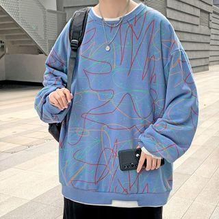 Mock Two-piece Abstract Print Sweatshirt