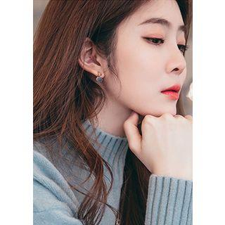 Triangle Pompom-dangle Earrings