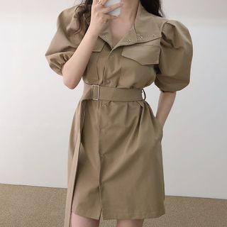 Puff-sleeve Cargo Mini Dress