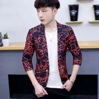 Printed 3/4-sleeve Blazer