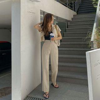 Monotone Straight-cut Pants
