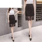 Lace Sheath Skirt Black - One Size