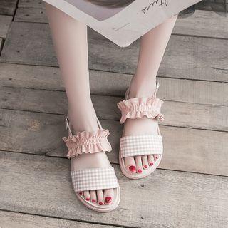 Gingham Ruffled Sandals