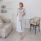 Piped Long Patterned Dress
