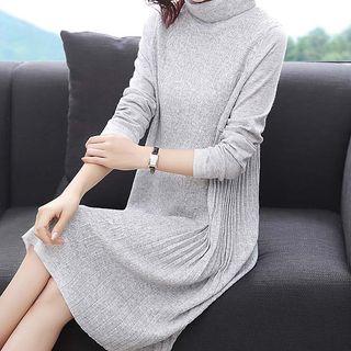 Turtle-neck Long-sleeve Knit Dress