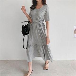 Drawstring-waist Long T-shirt Dress