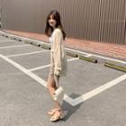 Open-front Loose-fit Summer Cardigan Beige - One Size