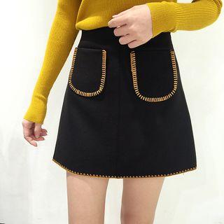 Contrast Stitching A-line Skirt