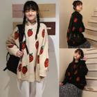 Strawberry Print Crew-neck Sweater