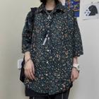 Short Sleeve Leopard Print Oversized Shirt