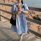 Short-sleeve Open Back Shirt Dress
