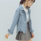 Star Embroidery Buttoned Denim Jacket