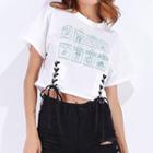 Printed Lace Up Side Short Sleeve T-shirt