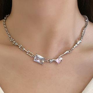 Rhinestone Rhinestone Alloy Choker Purple Rhinestone - Silver - One Size