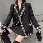 Color-block Loose-fit Tweed Jacket