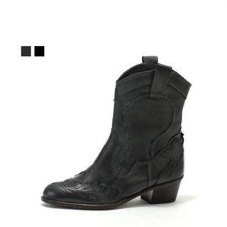 Genuine Leather Patterned Boots