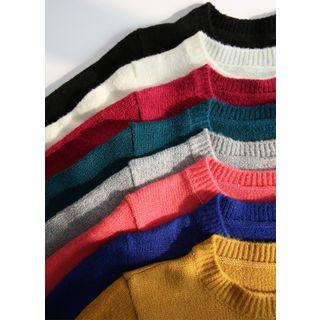 Colored Round-neck Textured Sweater