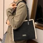Fleece Trim Plain Tote Bag