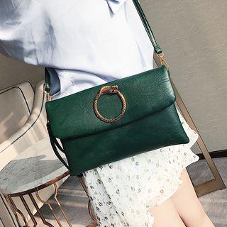 Hoop Detail Faux Leather Crossbody Bag