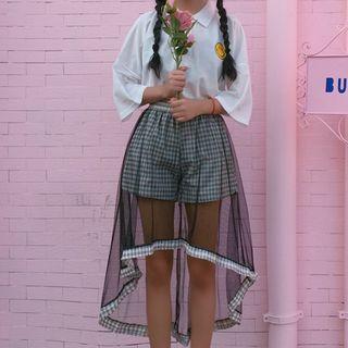 Inset Shorts Check Midi Skirt