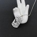 Lettering Metal Tag Pendant Necklace