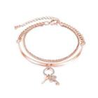 Fashion And Simple Plated Rose Gold Double-layer Bracelet With Cubic Zirconia Rose Gold - One Size