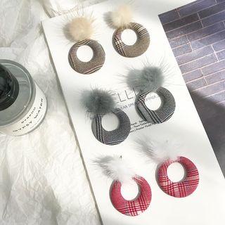 Furry Patterned Hoop Drop Earring