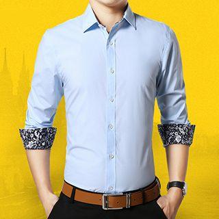 Patterned-cuff Long-sleeve Shirt