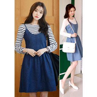 Spaghetti-strap A-line Denim Dress