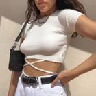 Short-sleeve Strappy Crop T-shirt