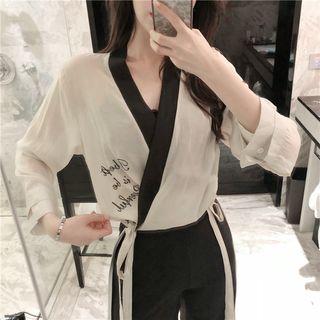 Open-front Light Cardigan / Tube Top / Cropped Pants