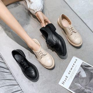 Brogue Block Heel Lace-up Shoes