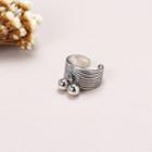 925 Sterling Silver Bead Open Ring Silver - One Size