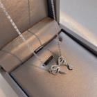 Bow Rhinestone Pendant Stainless Steel Necklace X897 - Silver - One Size