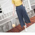 Washed Wide-leg Cropped Pants