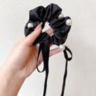 Faux Pearl Ribbon Hair Tie 1 - Black - One Size