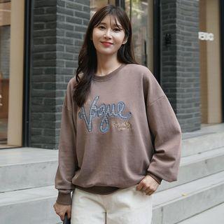 Letter Tweed-trim Sweatshirt